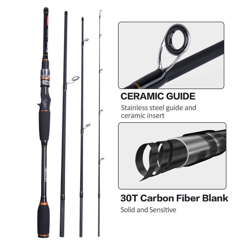 Goture baitcasting Rod, 4 Piece Casting Spinning Fishing Rods Portable 4 pc Lightweight Carbon Fiber Poles M Power MF Action 8ft - Image 5